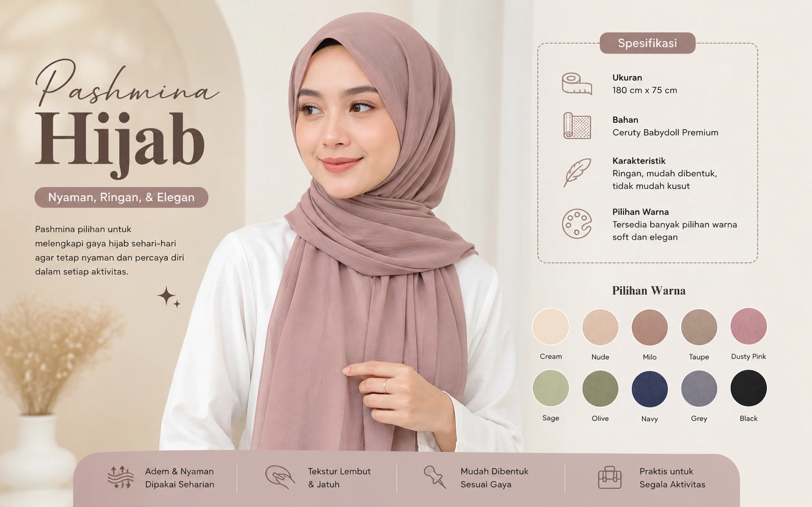 Pashmina hijab untuk gaya elegan