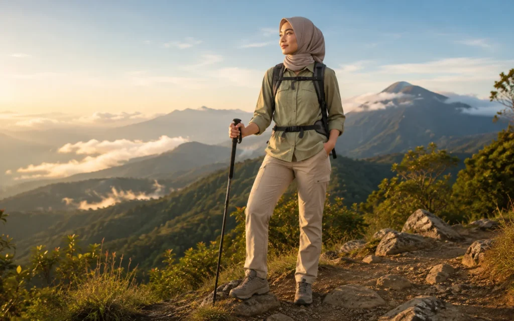 Shirt Outdoor dengan Celana Hiking Stretch