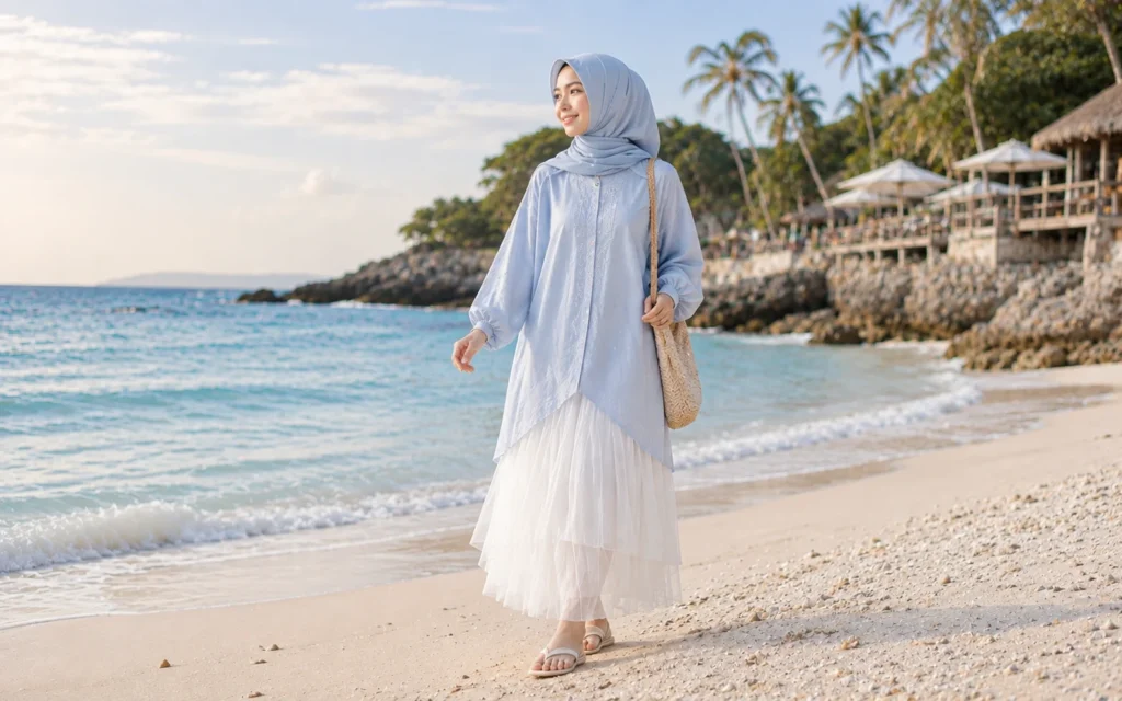 tunik blue pantai